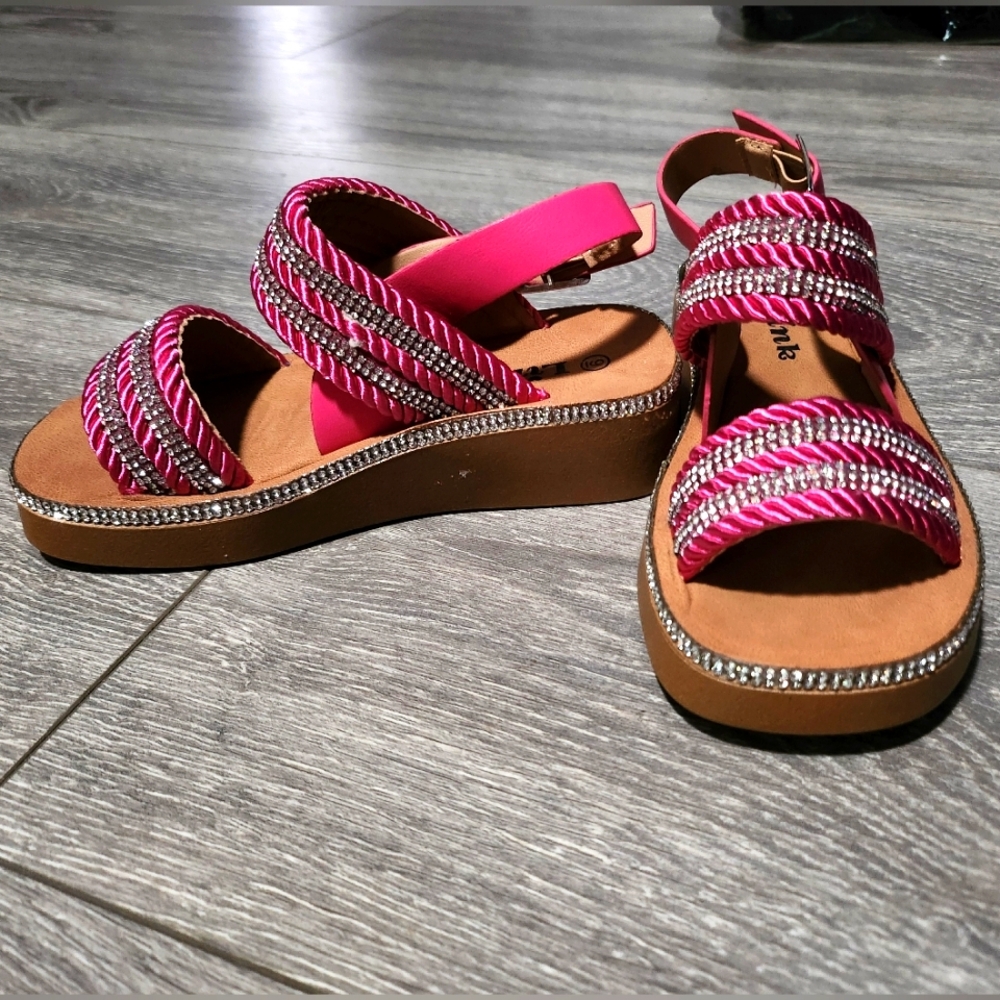 Fusia Pink & Rhinestone sandals